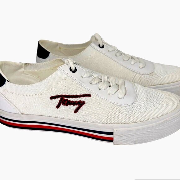 Tommy Hilfiger Women Logo Sneaker White Ivory  Quiet Luxury Preppy Streetwear 7 - Picture 1 of 5